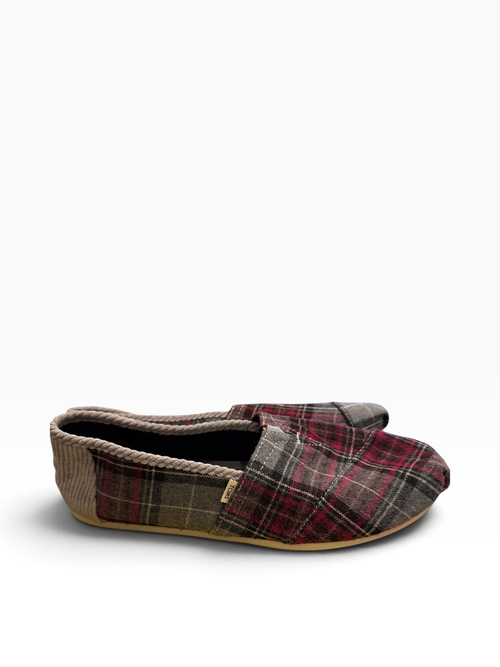 TOMS Classics Pink Multi Plaid Back To School Plaid Shoes Sz 9.5 Limited Edition